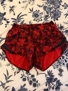 lululemon athletica Red Floral Athletic Shorts
